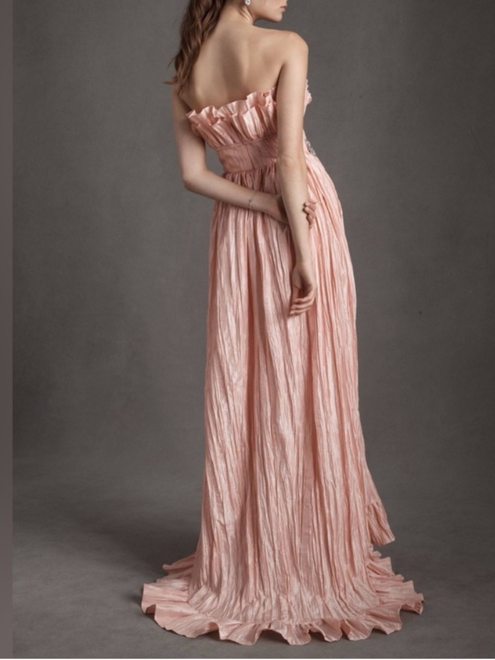 LoveShackFancy Katrina Sunrise Sorbet Ruffle Pleated Crinkle Maxi Dress size 8 - Picture 6 of 10